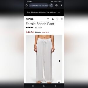 Prana Fernie Beach pant womens medium black